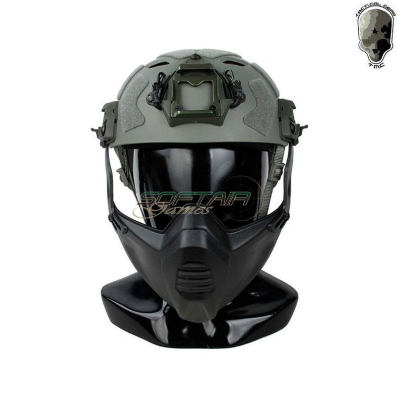 Super flowing light version helmet w/modular mask foliage green tmc (tmc-3217-fg)