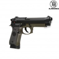 Pistola al co2 m9a1 beretta scarrellante olive kjworks (kjw-010345)