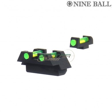 Fiber optic green sight set per marui g18/g19 gbb nine ball (nb-133809)