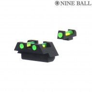 Fiber optic green sight set per marui g18/g19 gbb nine ball (nb-133809)