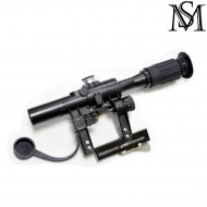 Ottica pso-1 m2 4x24 Scope c/night illuminated reticle per ak milsim series (ms-105-bk)