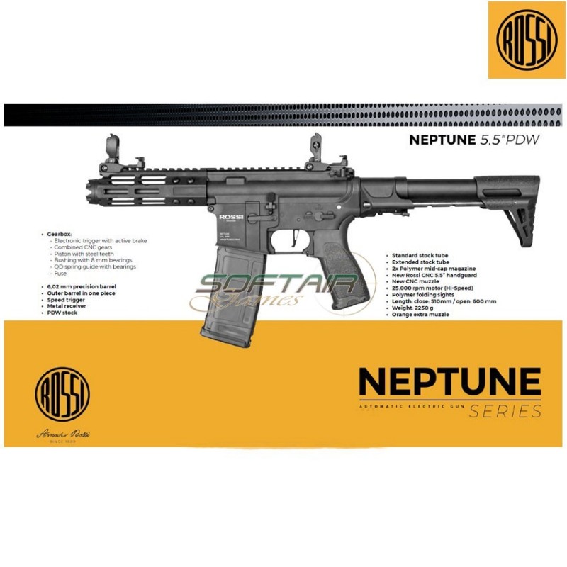 Electric rifle nuptune series 5.5" pdw black rossi (re-rmn1)