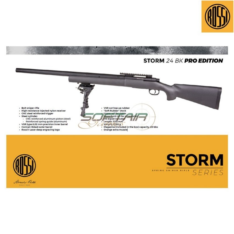 Sniper spring rifle desert storm series 24 pro edition black rossi (re-rsm2)