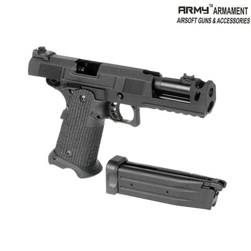 Pistola a gas custom 5.1 hi-capa black c/costa compensatore army™ armament® (arm-212019)