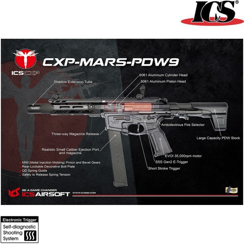 Fucile elettrico ebb cxp mars pdw9 s3 black ics (ics-420s3)