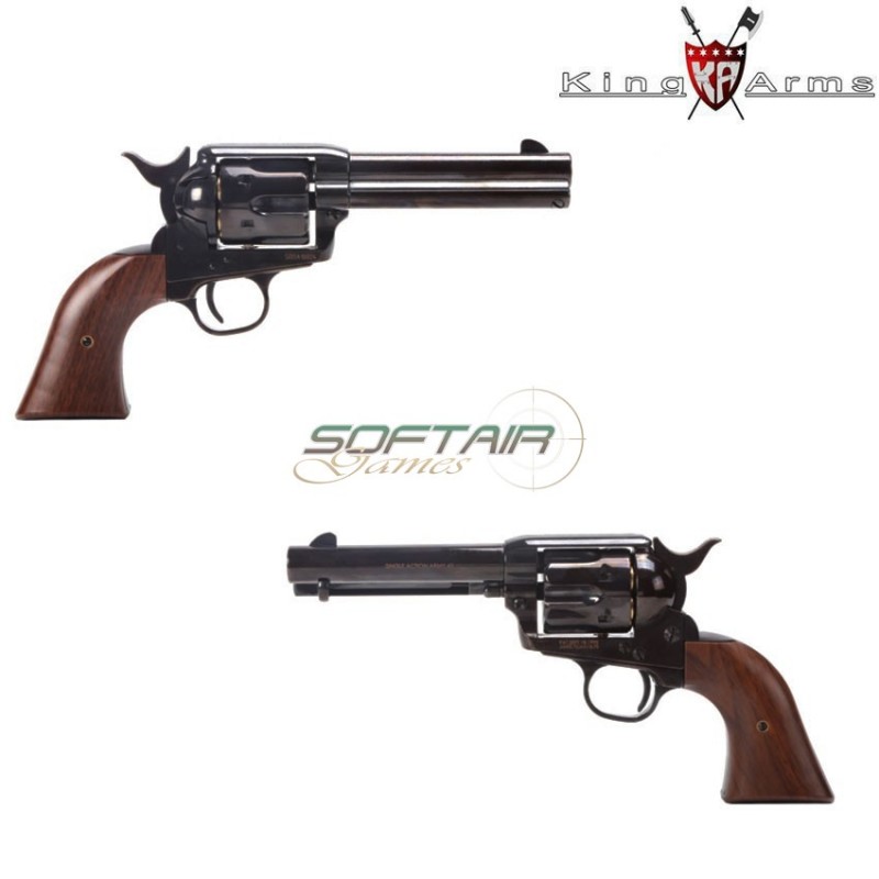 Gbb gas revolver saa.45 peacemaker 4" electroplating black king arms (ka-111025)