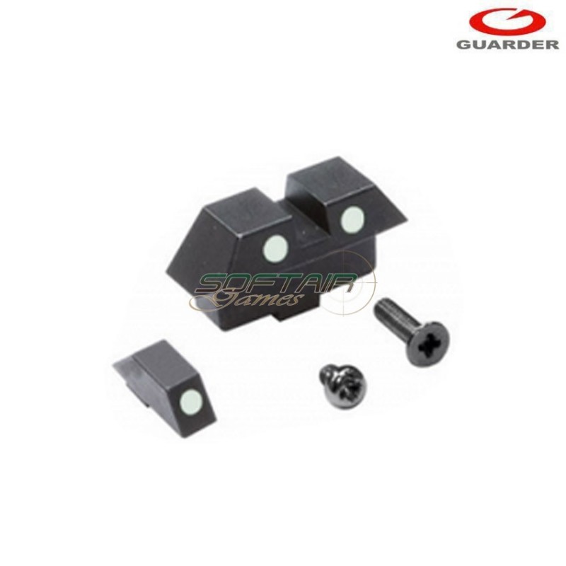 Set tacche di mira night white in acciaio per marui glock 17 guarder (glk-41-white)