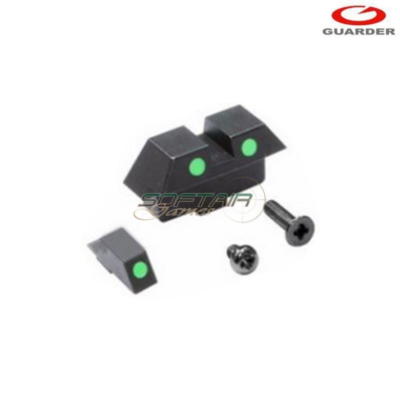 Set tacche di mira night green in acciaio per marui glock 17 guarder (glk-41-green)
