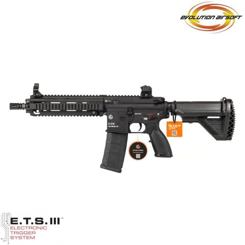 Electric rifle e-416 cqb ets black evolution airsoft (ea-eh17ar-ets) Electric rifle e-416 cqb ets black evolution airsoft (ea-eh17ar-ets)