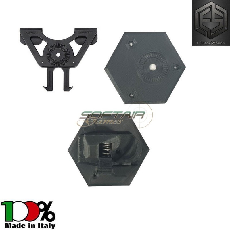 Rigid fast holster MOLLE system for mk23 left version black base e.s. custom works (escw-52)