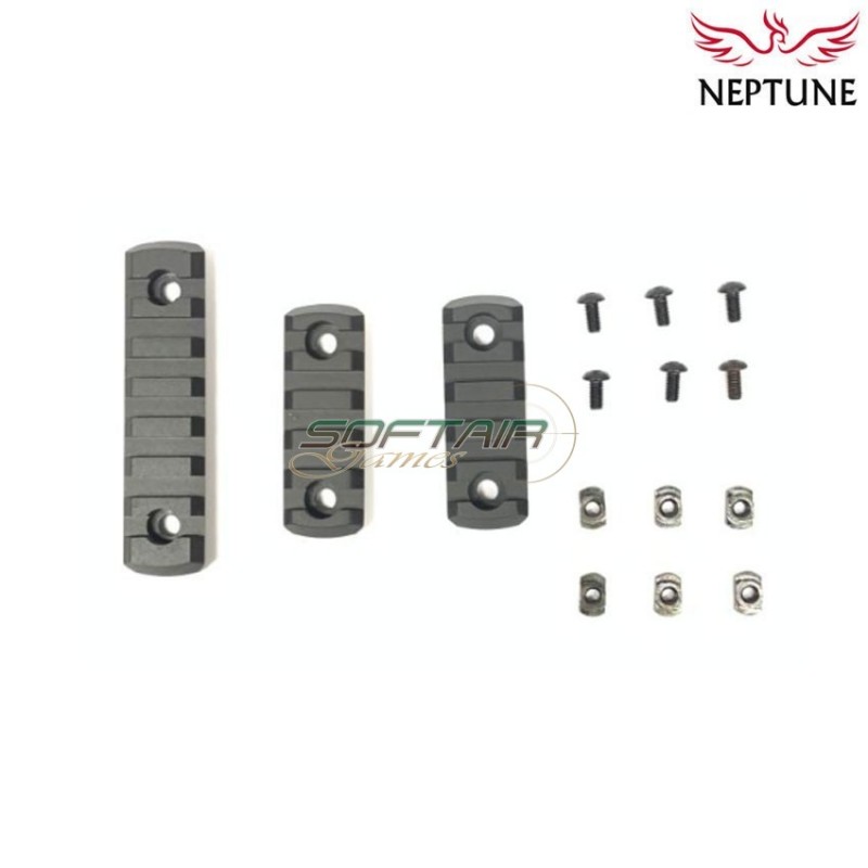 Set 3 pezzi black LC rail 20mm weaver neptune (nte-179)