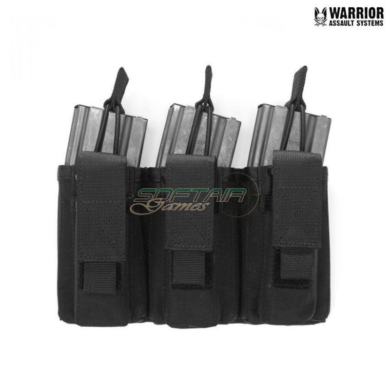 Triple Open 5.56mm & Triple 9mm Velcro Magazines Pouch black Warrior Assault Systems (w-eo-tmop-tp-blk)