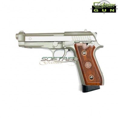 Co2 Taurus Pt92 Inox Silver Blowback Pistol Single/burst Cybergun (210527)
