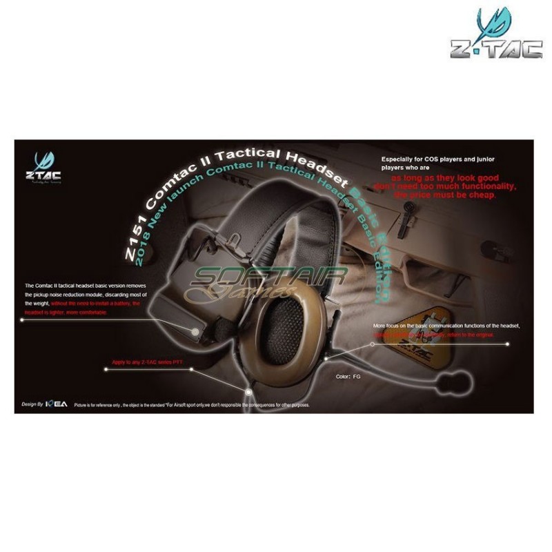 Headset/microphone Comtac Ii foliage green without noise reduction Z-tactical (z151-fg)