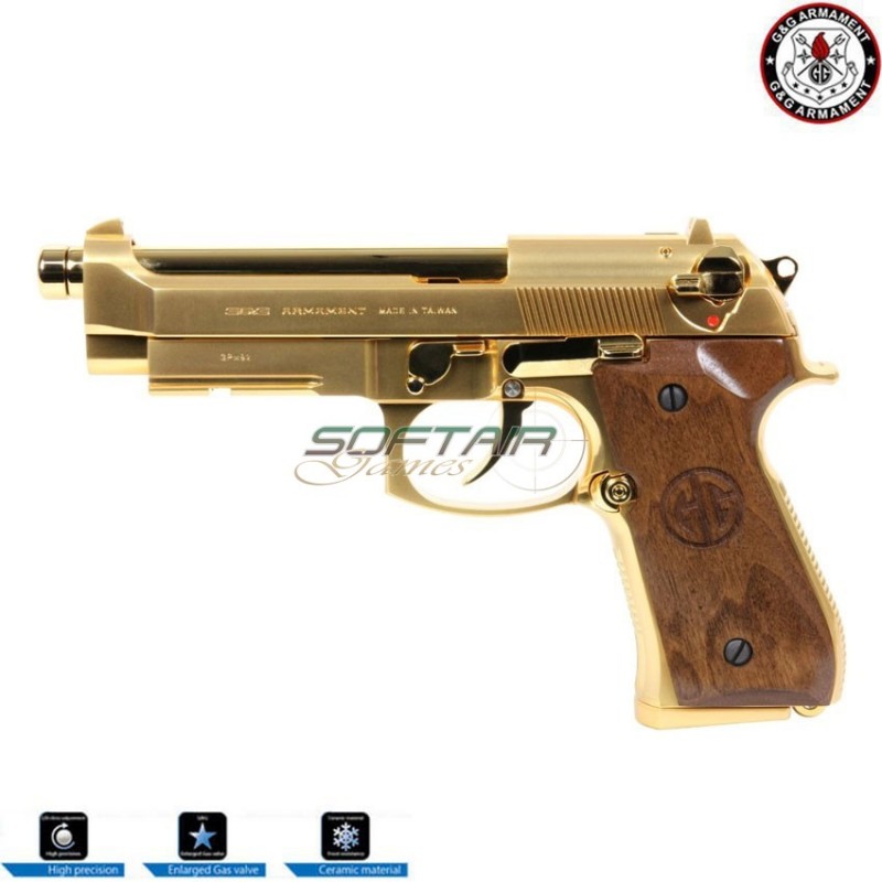 Pistola a gas scarrellante gpm92 gp2 limited edition GOLD g&g (gg-m92-gp2g) Pistola a gas scarrellante gpm92 gp2 limited edition GOLD g&g (gg-m92-gp2g)