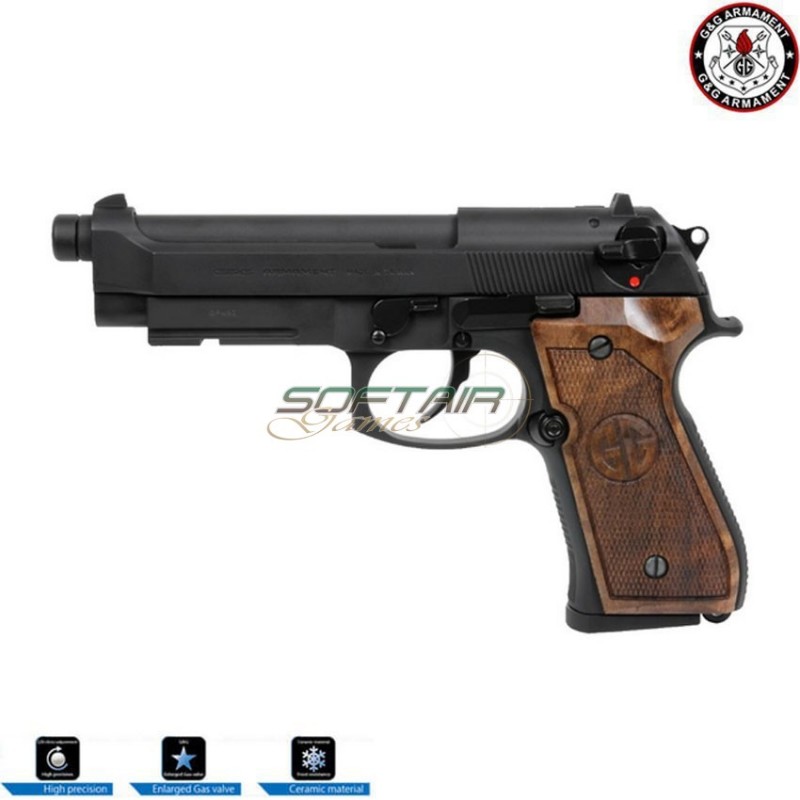 Pistola a gas scarrellante gpm92 gp2 walnut wood grip g&g (gg-m92-gp2w) Pistola a gas scarrellante gpm92 gp2 walnut wood grip g&g (gg-m92-gp2w)