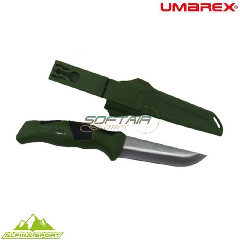 Coltello lama fissa ancho green con custodia rigida alpina sport umarex (um-5.0998.4-gr)