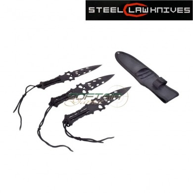 3-piece set "death bringer" throwing knives with scabbard black steel claw knives (sck-cw-836)