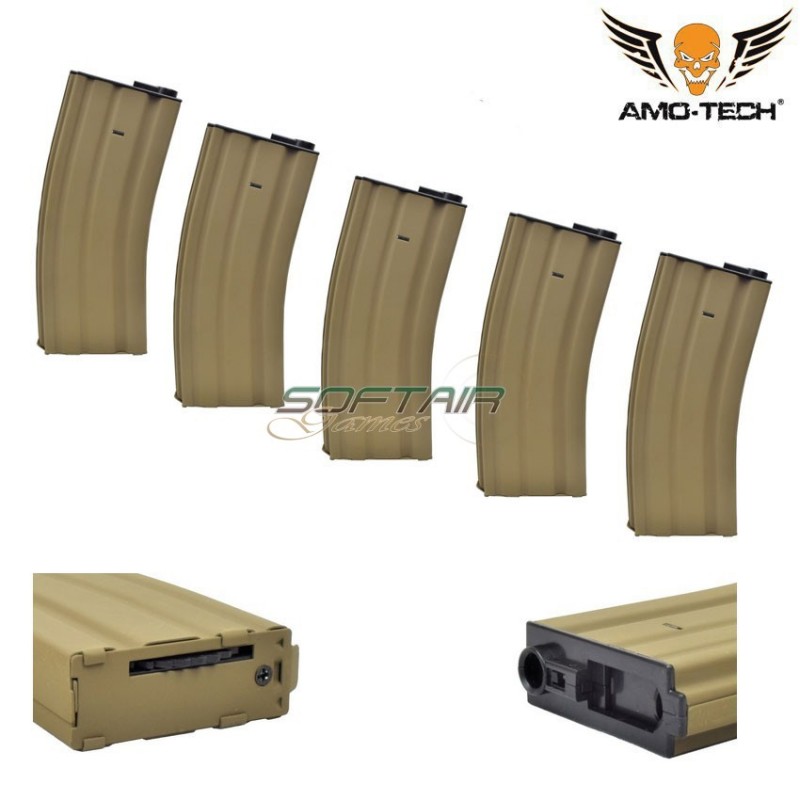 Set 5 Caricatori Maggiorati 330bb dark earth M4/m16 Amo-tech® (amt-28-5-de)