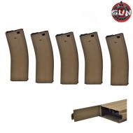 Set 5 pezzi caricatori maggiorati flash 360bb dark earth in metallo per m4 gun five (gf-mg-015-5-de)