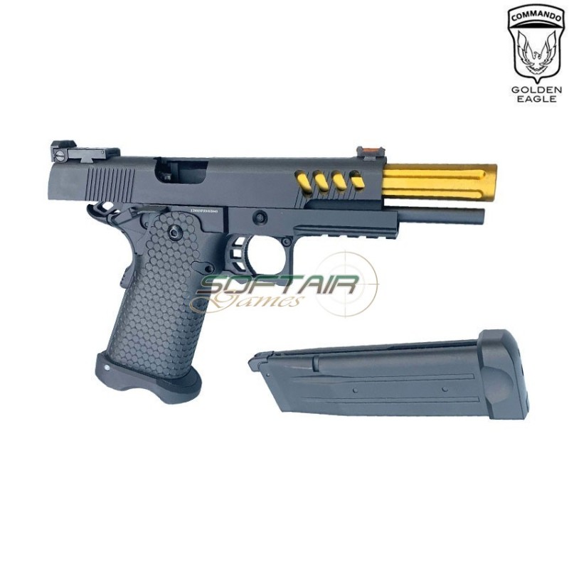 Gas pistol HEX CUT style 3335 hi-capa 5.1 custom series black/gold golden eagle (ge-111181)