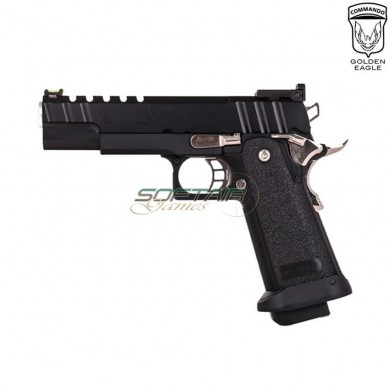 Gas pistol HEX CUT style 3343 hi-capa 5.1 custom series black/silver golden eagle (ge-111186)