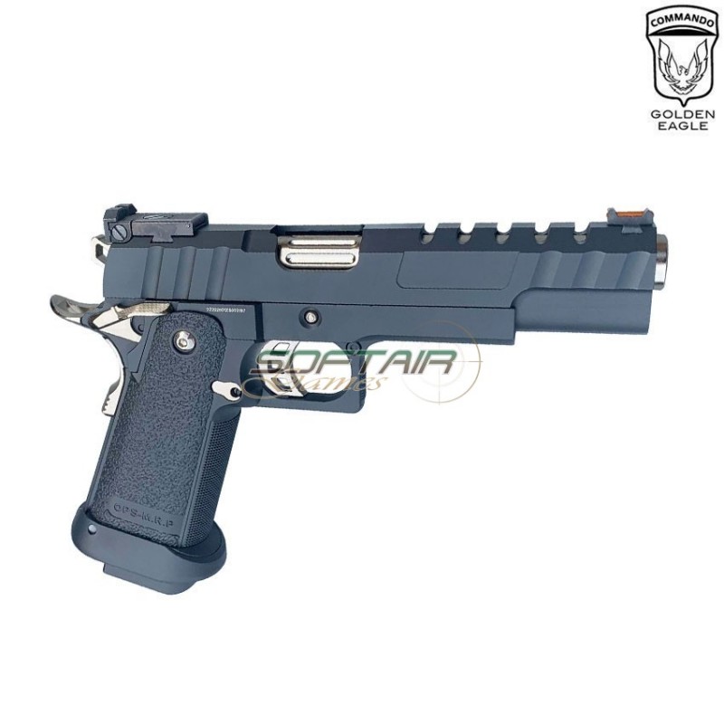 Gas pistol HEX CUT style 3343 hi-capa 5.1 custom series black/silver golden eagle (ge-111186)