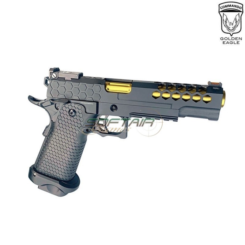 Gas pistol HEX CUT style 3339 hi-capa 5.1 custom series black/gold golden eagle (ge-111184)