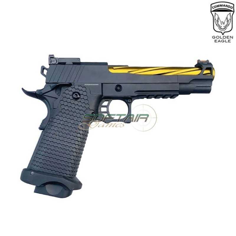 Pistola a gas HEX CUT style 3337 hi-capa 5.1 custom series black/gold golden eagle (ge-111183)