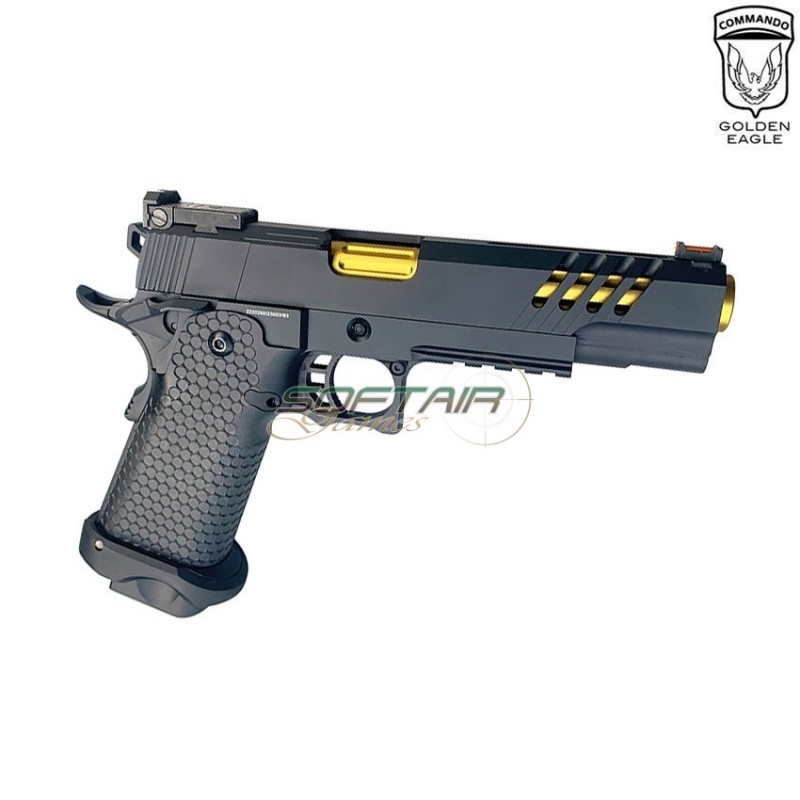 Gas pistol HEX CUT style 3340 hi-capa 5.1 custom series black/gold golden eagle (ge-111185)