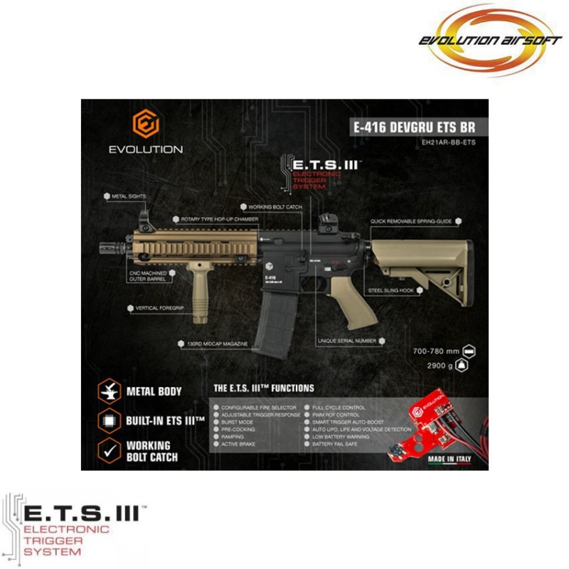 Electric rifle e-416 devgru ets bronze evolution airsoft (ea-eh21ar-bb-ets)