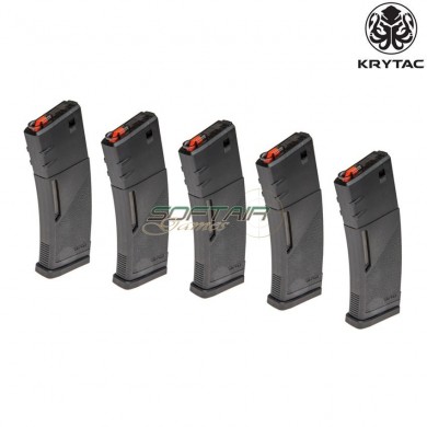 Set 5 aeg m4 mid-cap magazines 150bb black krytac® (kry-29792)