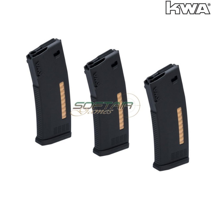 Set 3 m4 mid-cap magazines ms120c 120bb black kwa (kwa-29239)