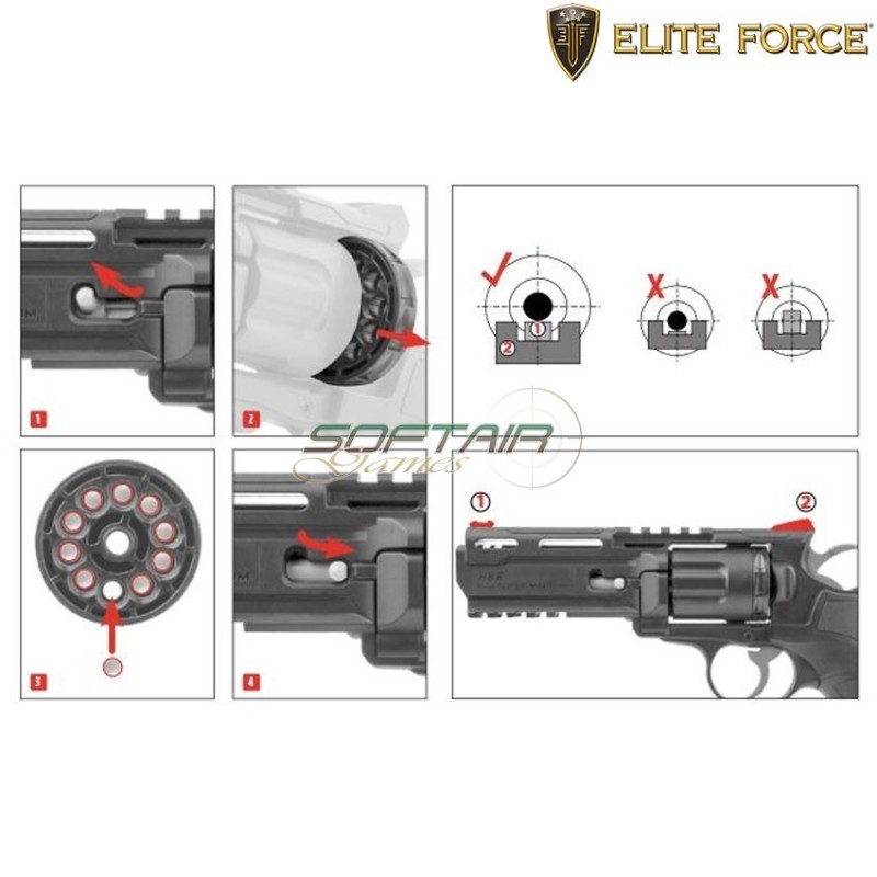 Pistola revolver co2 h8r gen.2 black elite force (elf-29413)