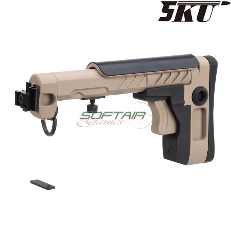 Stock pt-3 ak e&l telescopic side foldable tan 5ku (5ku-277-t-2)