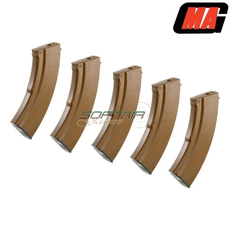 Set 5 caricatori monofilari bakelite 100bb polimero per akm aeg mag (mag-007)