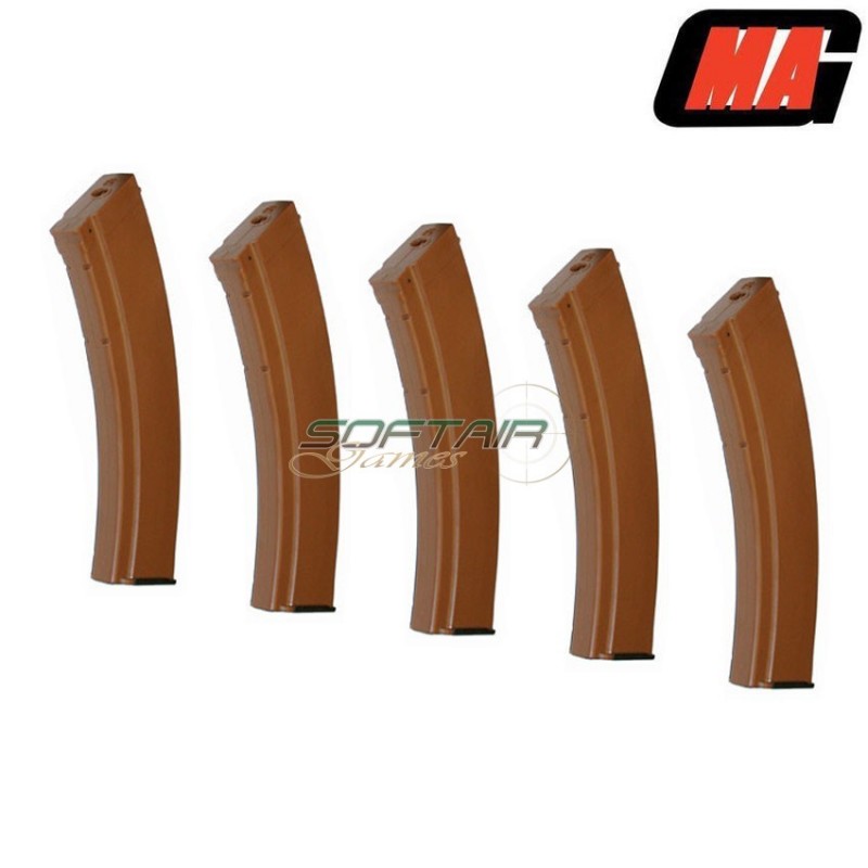 Set 5 caricatori monofilari bakelite 140bb long polimero per ak74 aeg mag (mag-009)