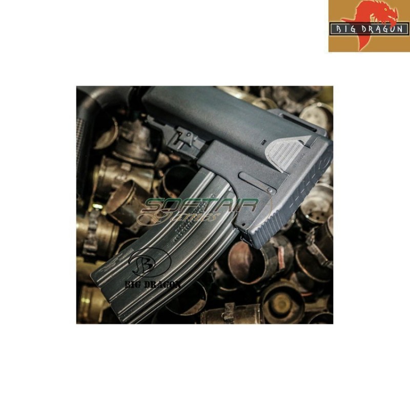 Retractable stock with magazine slot for m4 black big dragon (bd-3676) Retractable stock with magazine slot for m4 black big dragon (bd-3676)
