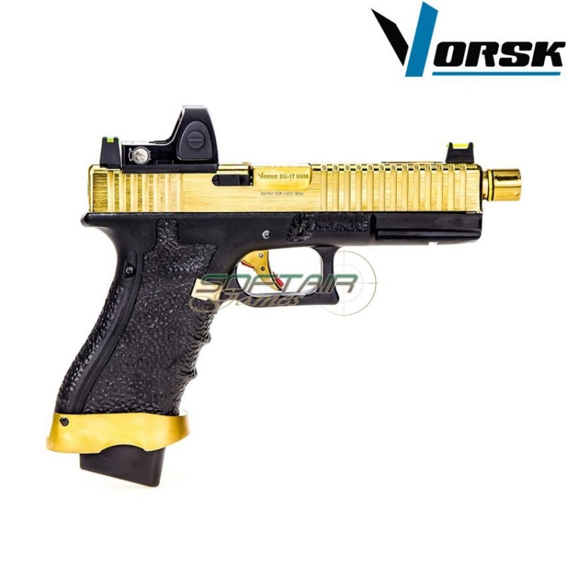 Pistola a gas gbb eu17 black/gold + BDS vorsk (vk-vgp-01-25-bds)