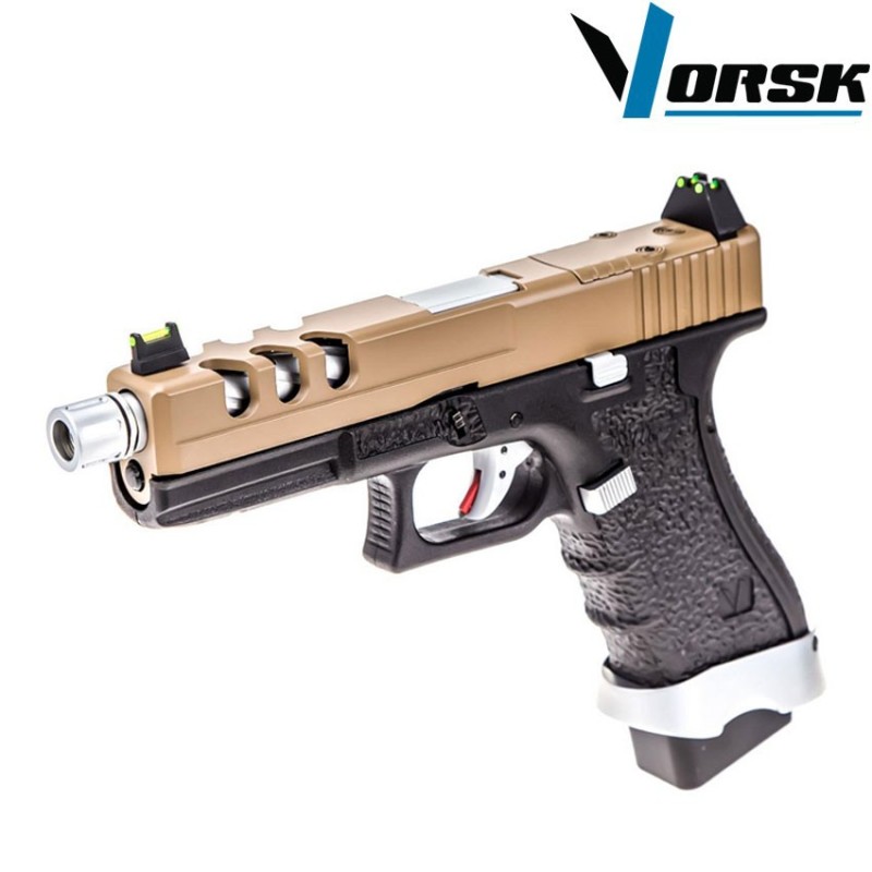 Pistola a gas gbb eu17 vented black/tan vorsk (vk-vgp-01-06)