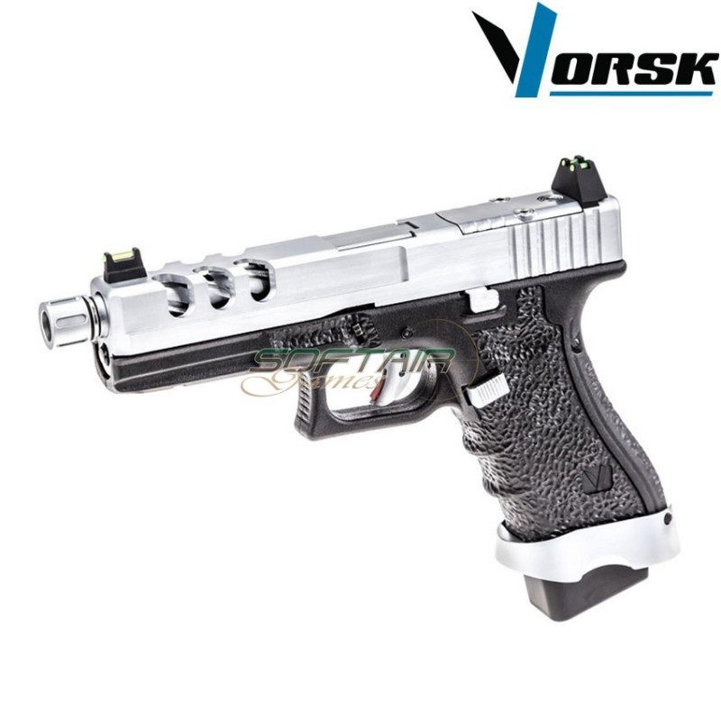 Pistola a gas gbb eu17 vented black/chrome vorsk (vk-vgp-01-22)