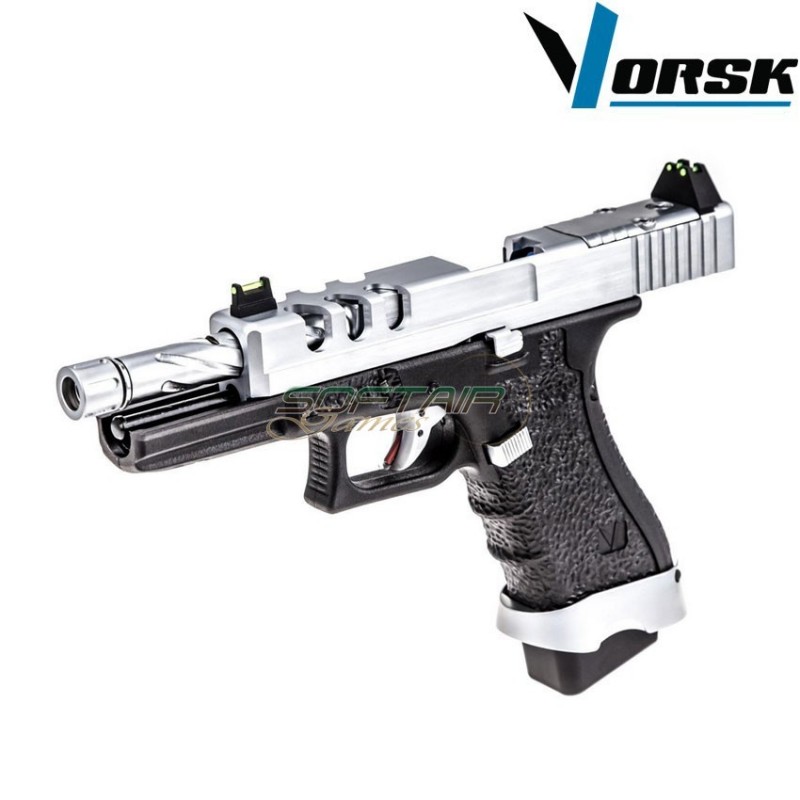Gas gbb pistol eu17 vented black/chrome vorsk (vk-vgp-01-22)