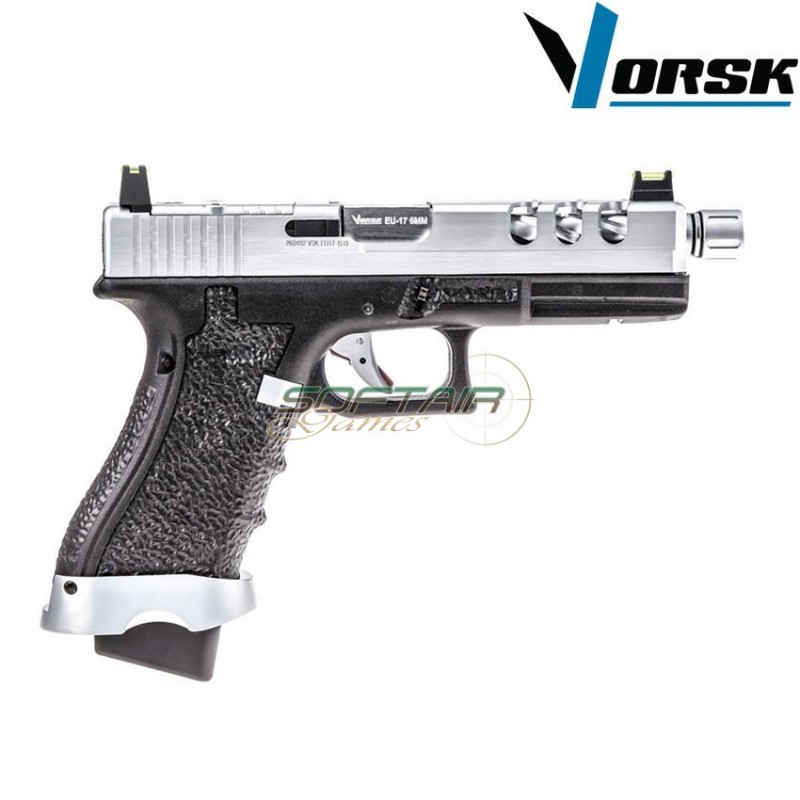 Pistola a gas gbb eu17 vented black/chrome vorsk (vk-vgp-01-22)