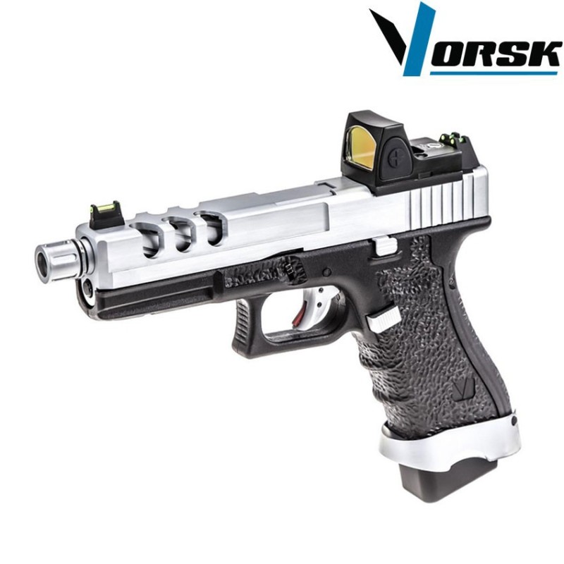 Pistola a gas gbb eu17 vented black/chrome + BDS vorsk (vk-vgp-01-22-bds)