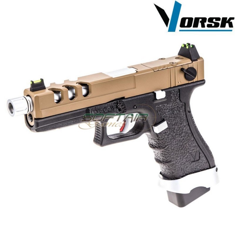 Pistola a gas gbb eu18 vented black/tan vorsk (vk-vgp-01-08)