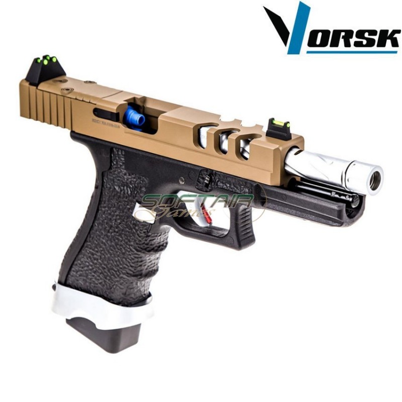 Pistola a gas gbb eu18 vented black/tan vorsk (vk-vgp-01-08)