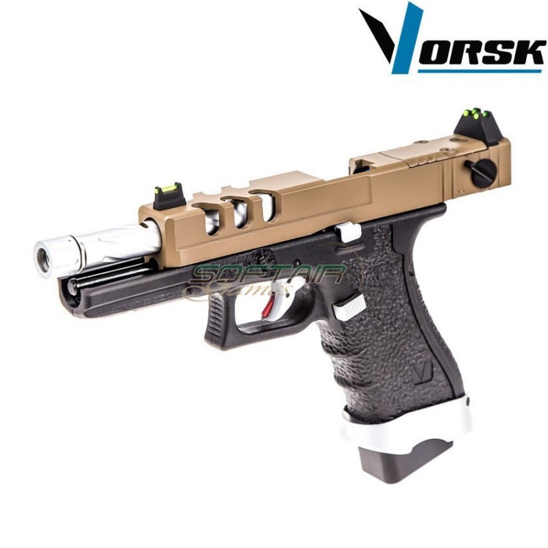Gas gbb pistol eu18 vented black/tan vorsk (vk-vgp-01-08)