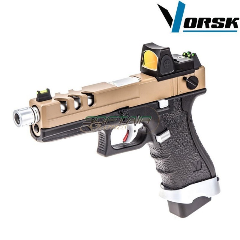 Pistola a gas gbb eu18 vented black/tan + BDS vorsk (vk-vgp-01-08-bds)
