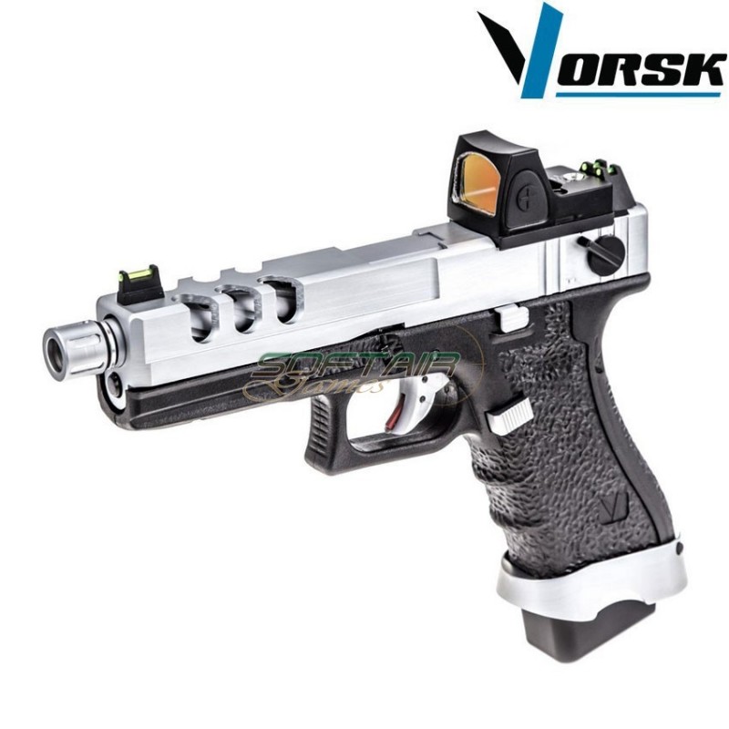 Pistola a gas gbb eu18 vented black/chrome + BDS vorsk (vk-vgp-01-24-bds)
