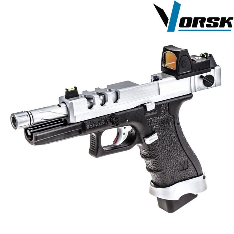 Pistola a gas gbb eu18 vented black/chrome + BDS vorsk (vk-vgp-01-24-bds)